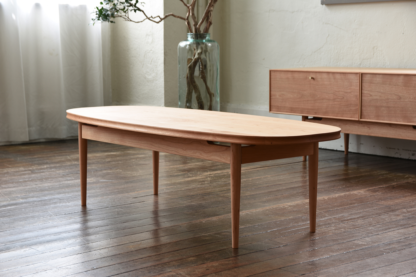 展示品 BENCA 29万「ミモザ」サイドボード ブラックチェリー無垢材  