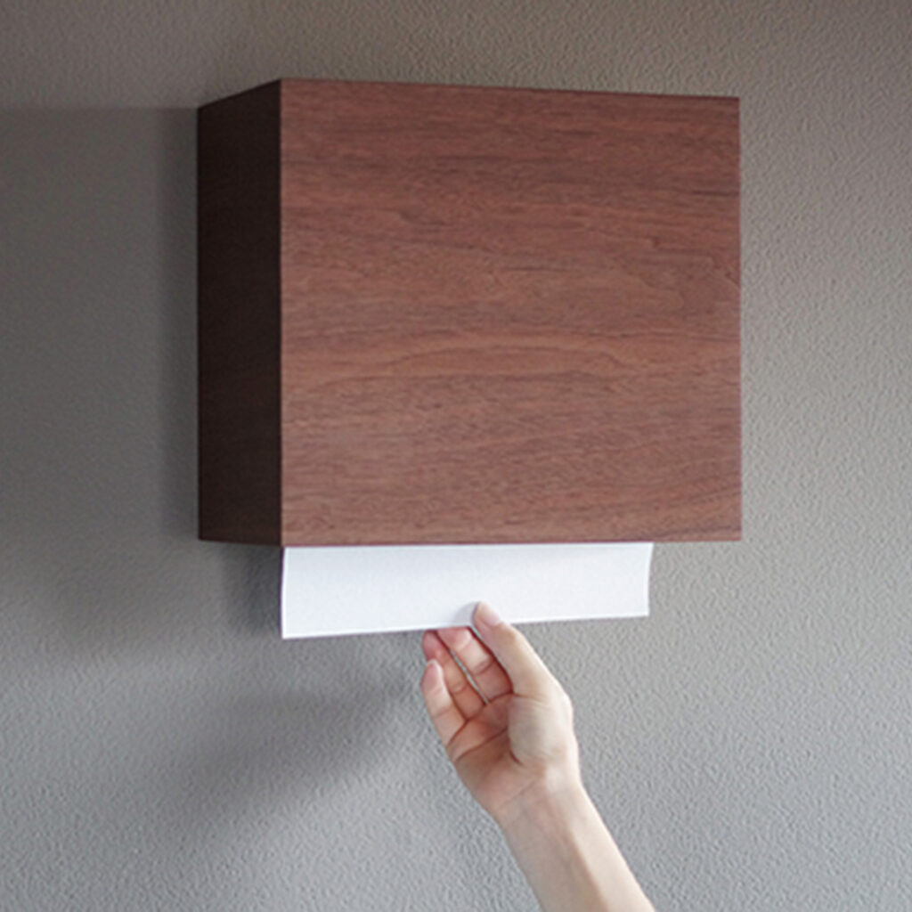 ペーパータオルディスペンサーと収納棚 木製壁掛け 頑丈な木製フレーム